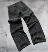 Calça Baggy Jeans Bordada